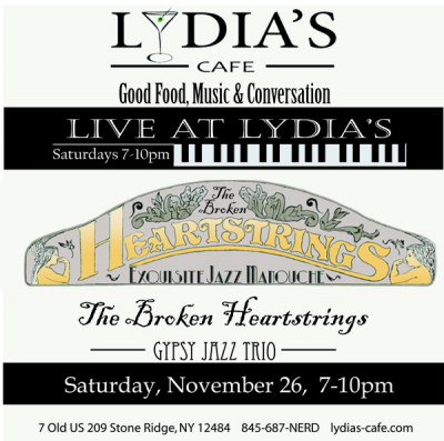 Broken Heartstrings at Live At Lydia's at Lydia's Cafe - event poster Broken Heartstrings at Live At Lydia's at Lydia's Cafe
