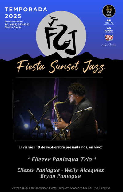 Eliezer Paniagua Trio at Fiesta Sunset Jazz - event poster Eliezer Paniagua Trio at Fiesta Sunset Jazz