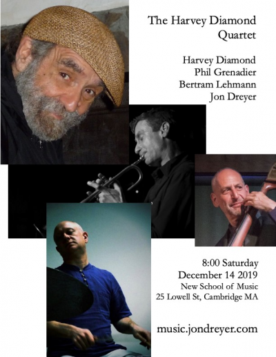 Harvey Diamond Quartet With Grenadier, Lehmann, Dreyer at New School Of Music - event poster Harvey Diamond Quartet With Grenadier, Lehmann, Dreyer at New School Of Music