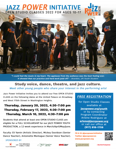 Jazz Power Initiative Launches Youth Workshop Opening Doors To New Students at United Palace