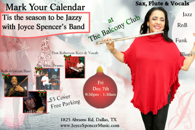 Joyce Spencer's Band (jazz & Rnb) at The Balcony Club - event poster Joyce Spencer's Band (jazz & Rnb) at The Balcony Club