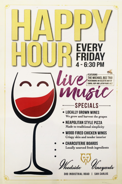 The Michael Bee Trio at Auto Vino / Woodside Vineyards - event poster The Michael Bee Trio at Auto Vino / Woodside Vineyards