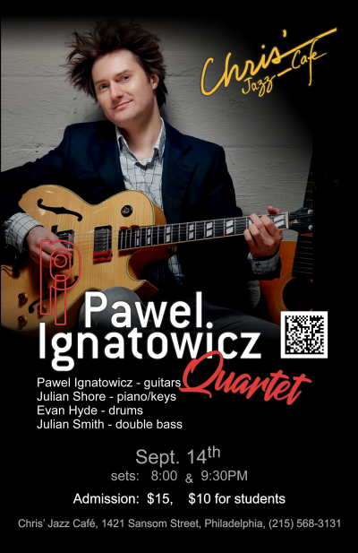 Pawel Ignatowicz Quartet at Chris' Jazz Cafe - event poster Pawel Ignatowicz Quartet at Chris' Jazz Cafe