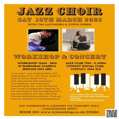 Jazz Choir: Workshop And Concert at St. Barnabas Church, Jericho - event poster Jazz Choir: Workshop And Concert at St. Barnabas Church, Jericho