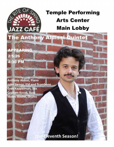 Anthony Aldissi Quintet at Temple Performing Arts Center - event poster Anthony Aldissi Quintet at Temple Performing Arts Center