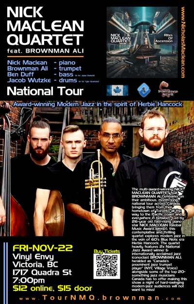 NICK MACLEAN QUARTET feat. BROWNMAN ALI (Victoria) at Vinyl Envy