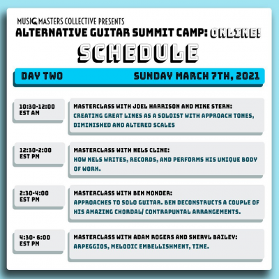 Alternative Guitar Summit 2021 Online Camp: Master Classes-Schedule #2 at Alternative Guitar Summit