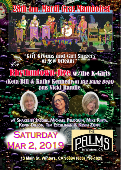Mardi Gras Mambofest W/rhythmtown-jive, K-girls, Vicki Randle at Palms Playhouse