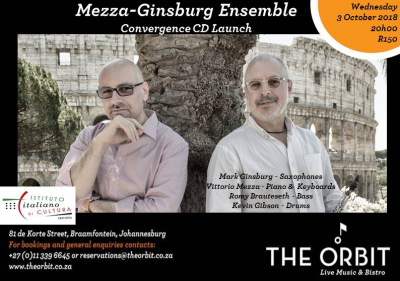 Convergence - Mezza/ginsburg Ensemble at The Orbit Jazz Club - event poster Convergence - Mezza/ginsburg Ensemble at The Orbit Jazz Club