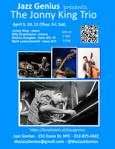 Jonny King Piano Trio at Jazz Genius - event poster Jonny King Piano Trio at Jazz Genius
