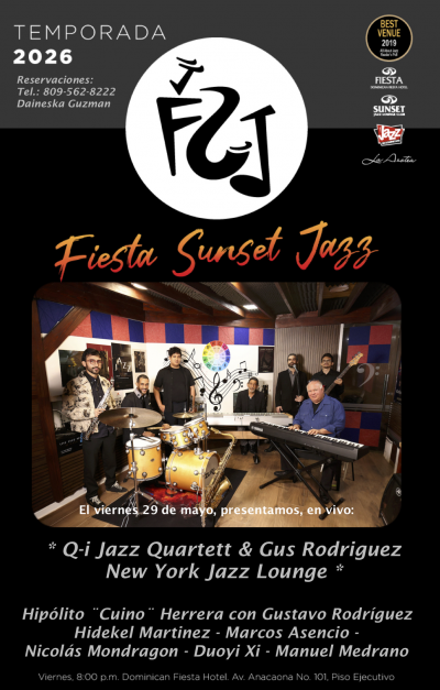 Q-i Jazz Quartett With Gus Rodriguez And Their New York Lounge at Fiesta Sunset Jazz - event poster Q-i Jazz Quartett With Gus Rodriguez And Their New York Lounge at Fiesta Sunset Jazz