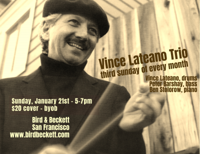 Vince Lateano Trio at Bird & Beckett Books & Records