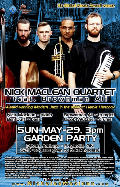 NICK MACLEAN QUARTET Feat. BROWNMAN ALI (brockville) at Private Address