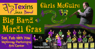 Big Band Mardi Gras at Mckinney Performing Arts Center - event poster Big Band Mardi Gras at Mckinney Performing Arts Center