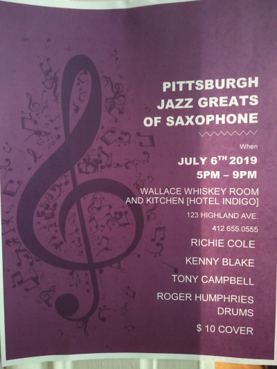 Pitsburgh Jazz Greats Of Saxophone at Wallace's Whiskey Room + Kitchen - event poster Pitsburgh Jazz Greats Of Saxophone at Wallace's Whiskey Room + Kitchen