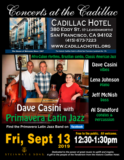 Dave Casini With Primavera Latin Jazz at Concerts At The Cadillac at Cadillac Hotel - event poster Dave Casini With Primavera Latin Jazz at Concerts At The Cadillac at Cadillac Hotel