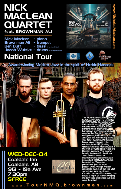 NICK MACLEAN QUARTET feat. BROWNMAN ALI (Coaldale) at Coaldale Inn