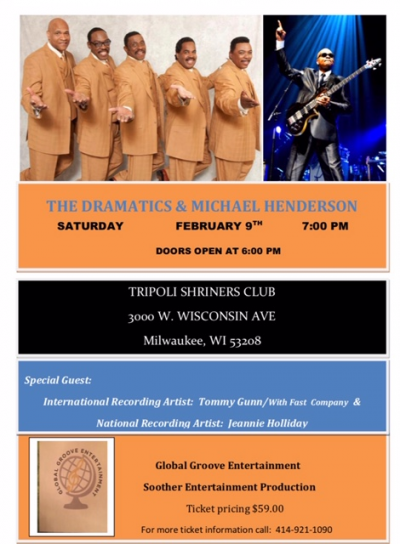 Michael Henderson And The Dramatics at Tripoli Shriner's Club - event poster Michael Henderson And The Dramatics at Tripoli Shriner's Club