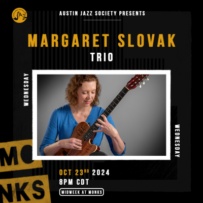 Margaret Slovak Trio at Monks Jazz Club - event poster Margaret Slovak Trio at Monks Jazz Club