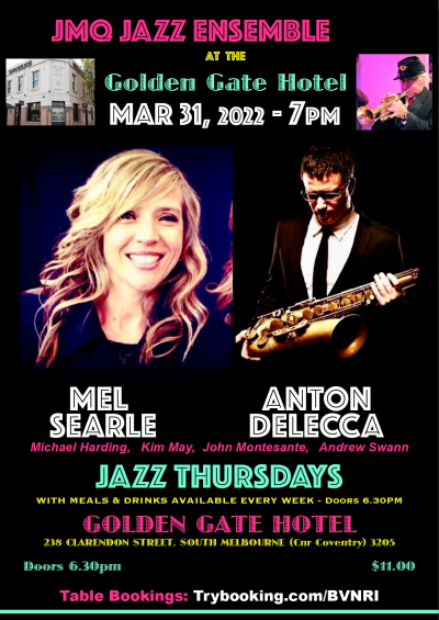 Mel Searle & Tony Hicks Feature With JMQ Jazz Ensemble at The Golden Gate Hotel