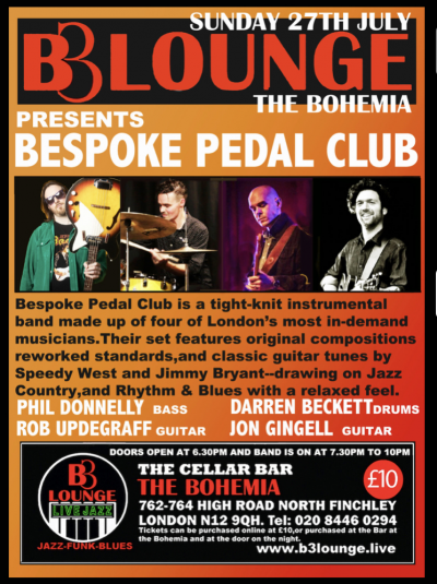 The Bespoke Pedal Club at B3 Lounge The Cellar Bar The Bohemia