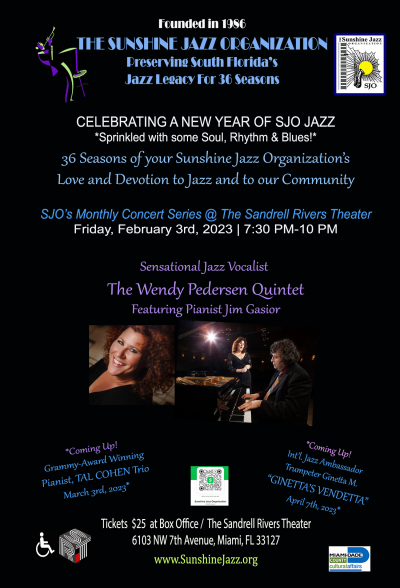 The Sunshine Jazz 36th Season Presents The Wendy Pedersen Quintet! at The Sandrell Rivers Theater