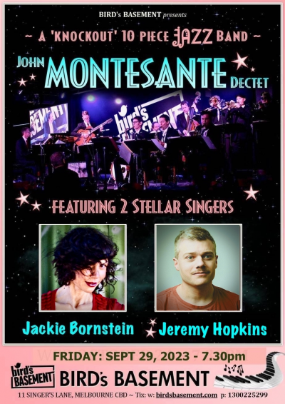 John Montesante Dectet Feat. Jackie Bornstein + Jeremy Hopkins at Bird's Basement Jazz Club