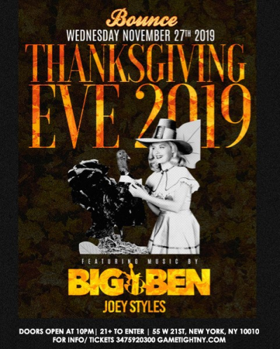 Bounce Sporting Club Nyc Thanksgiving Eve Party 2019 at Bounce