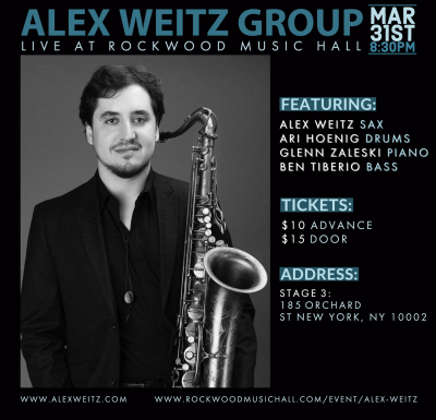 Alex Weitz Group at Rockwood Music Hall Stage 3 - event poster Alex Weitz Group at Rockwood Music Hall Stage 3