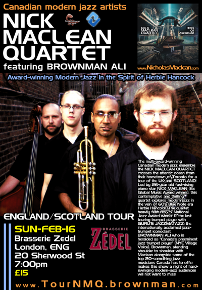 NICK MACLEAN QUARTET Feat. BROWNMAN ALI (London) at Brasserie Zedel