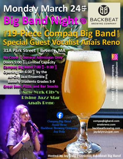 Compaq Big Band with Special Guest Vocalist Anaïs Reno at Backbeat Brewing Company