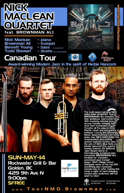 NICK MACLEAN QUARTET Feat. BROWNMAN ALI (Golden) at Rockwater Grill And Bar - event poster NICK MACLEAN QUARTET Feat. BROWNMAN ALI (Golden) at Rockwater Grill And Bar