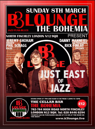 Just East Of Jazz at B3 Lounge The Cellar Bar The Bohemia - event poster Just East Of Jazz at B3 Lounge The Cellar Bar The Bohemia