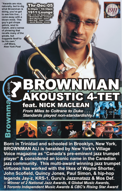 BROWNMAN AKOUSTIC 4-TET feat. NICK MACLEAN (Medicine Hat) at 1911 Lounge