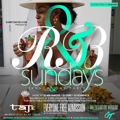 R&b Sundays Bottomless Brunch Party At Taj Lounge Nyc at Taj Lounge