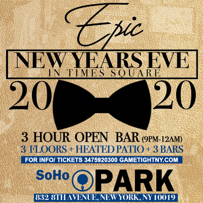 Soho Park New Years Eve Nye 2020 at Soho Park - event poster Soho Park New Years Eve Nye 2020 at Soho Park