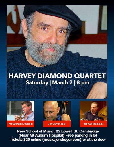 Harvey Diamond Quartet with Phil Grenadier, Bob Gullotti, Jon Dreyer at New School Of Music