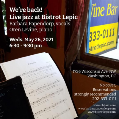 Jazz Night With Barb And Oren at Bistrot Lepic & Wine Bar - event poster Jazz Night With Barb And Oren at Bistrot Lepic & Wine Bar