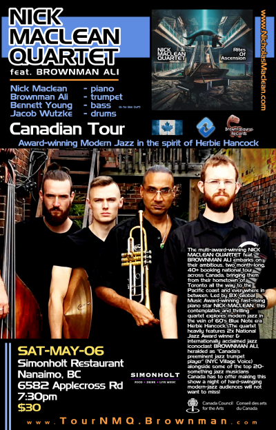 NICK MACLEAN QUARTET Feat. BROWNMAN ALI (Nanaimo) at Simon Holt Restaurant