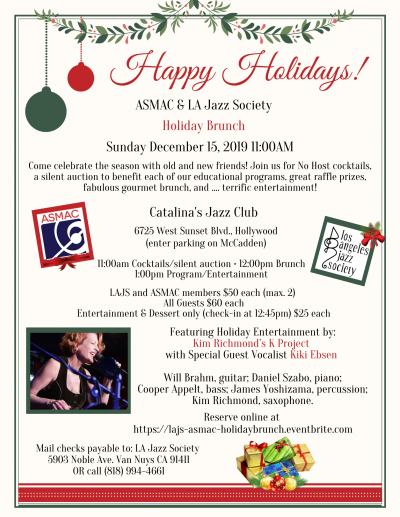 LA Jazz Society & Asmac Holiday Brunch at Catalina Jazz Club
