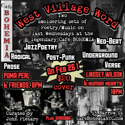 West Village Word: Puma Perl & Friends, Lindsey Wilson & The Human Hearts at Cafe Bohemia