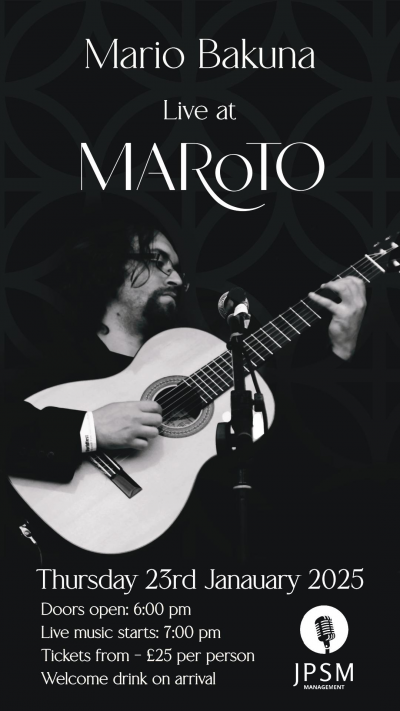 Mario Bakuna Live At Maroto at Maroto Lounge - event poster Mario Bakuna Live At Maroto at Maroto Lounge