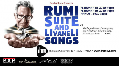 Rumi Suite And Livaneli Songs: Featuring Zülfü Livaneli at Drom - event poster Rumi Suite And Livaneli Songs: Featuring Zülfü Livaneli at Drom