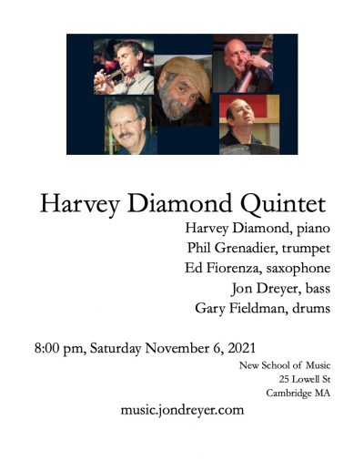 Harvey Diamond Quintet at New School Of Music - event poster Harvey Diamond Quintet at New School Of Music
