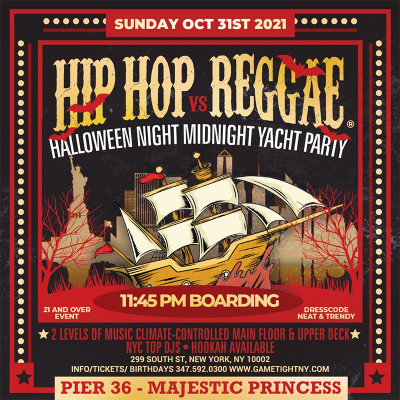 Nyc Halloween Midnight Yacht Hip Hop Vs Reggae® Pier 36 Majestic Princess at Pier 36