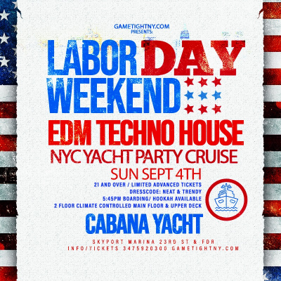 Sunset Sunday Ldw Edm Techno House Nyc Crowd Control Cabana Yacht Party at Skyport Marina - event poster Sunset Sunday Ldw Edm Techno House Nyc Crowd Control Cabana Yacht Party at Skyport Marina