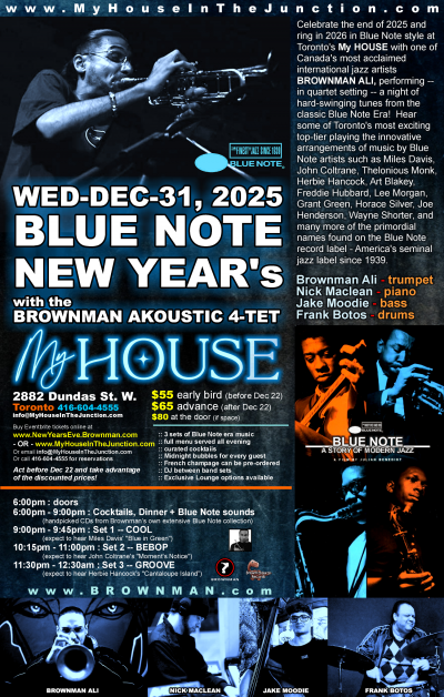 BLUE NOTE NEW YEAR's @ My House - a jazz NYE party! at My House