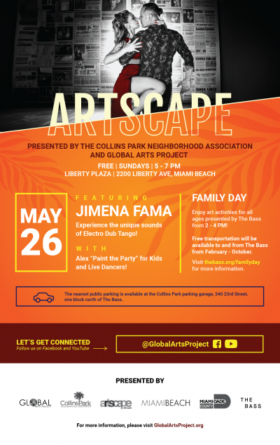 The Collins Park Neighborhood Association And The Global Arts Project Present Argentine Vocalist Jimena Fama May 26 In Liberty Plaza, Miami Beach. at Collins Plaza - event poster The Collins Park Neighborhood Association And The Global Arts Project Present Argentine Vocalist Jimena Fama May 26 In Liberty Plaza, Miami Beach. at Collins Plaza
