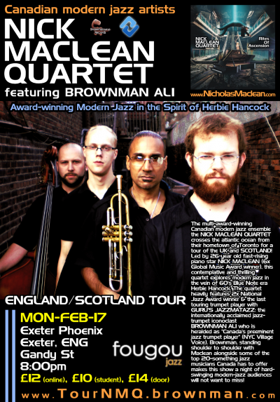 NICK MACLEAN QUARTET Feat. BROWNMAN ALI (Exeter) at Exeter Phoenix