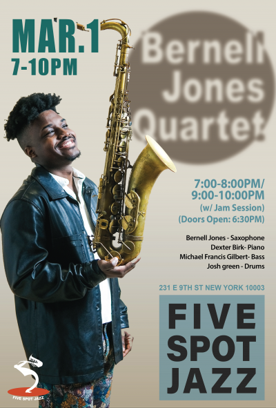 [bernell Jones Quartet] at Five Spot Jazz